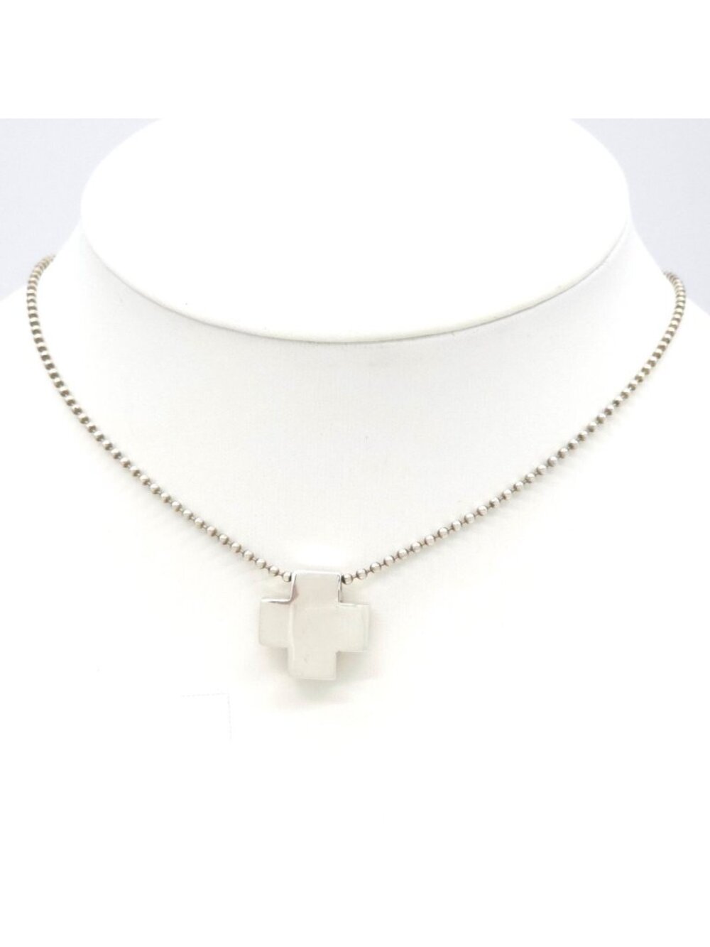 Tiffany & Co Roman Cross Necklace Ball Chain Sterling Silver Bag Shop Card